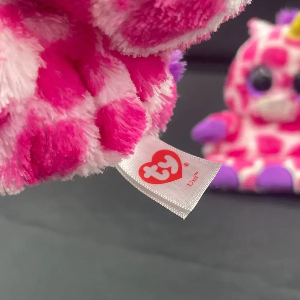 2 Ty Beanie Boos Peek-A-Boos Uni the Pink Unicorn Phone Holders Plush Twins